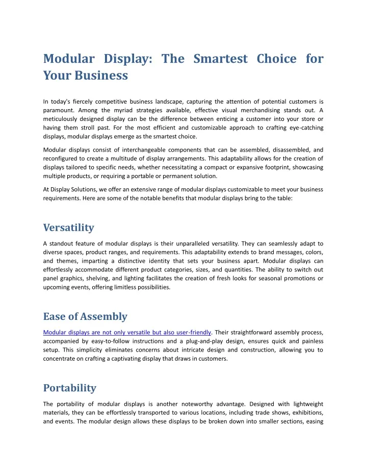 modular display the smartest choice for your