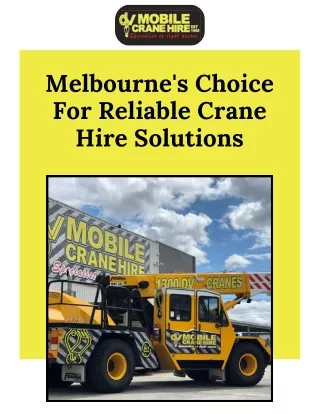 Melbourne's Choice For Reliable Crane Hire Solutions