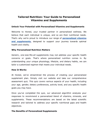 tailored nutrition your guide to personalized