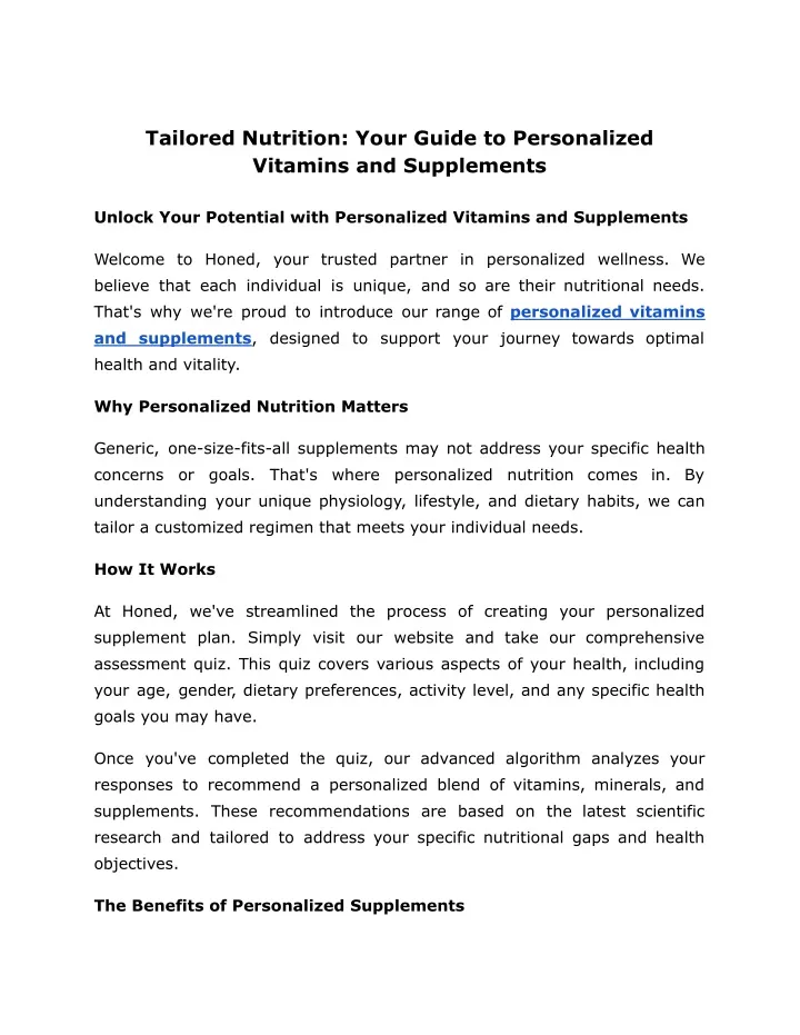 tailored nutrition your guide to personalized