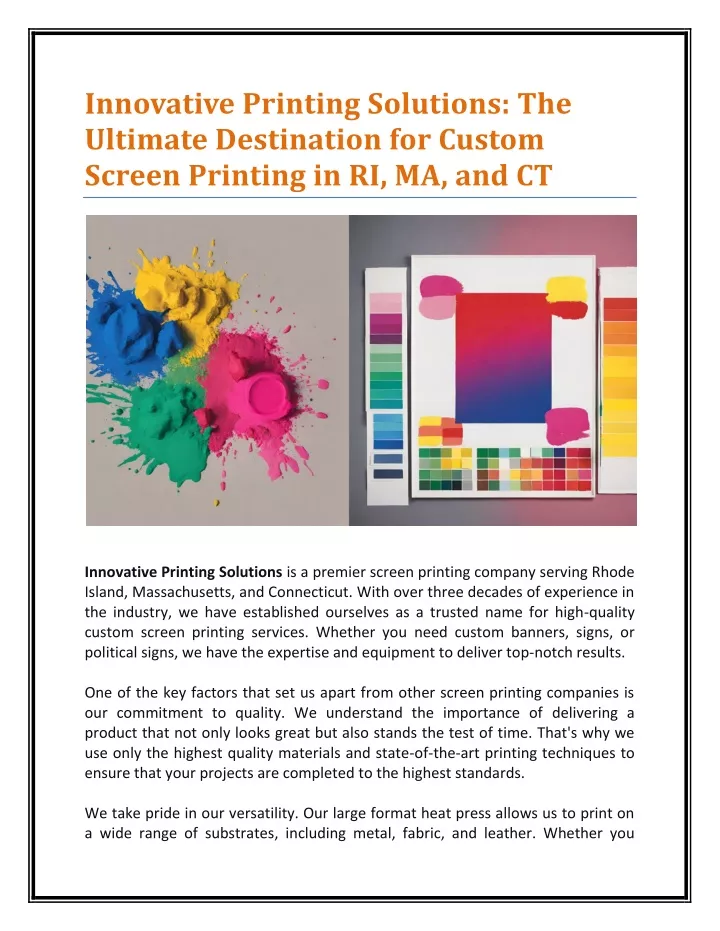 innovative printing solutions the ultimate