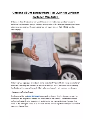 Ontvang Bij Ons Betrouwbare Tips Over Het Verkopen en Kopen Van Auto’s!.docx