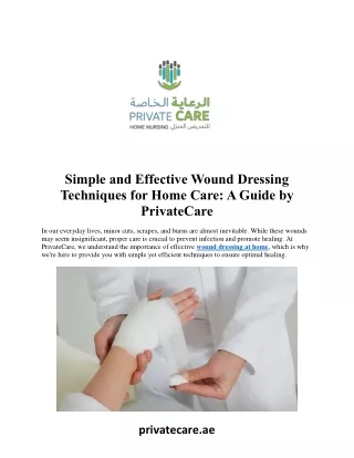 Simple and Effective Wound Dressing  Techniques for Home Care: A Guide by  Priva