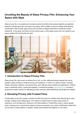 Unveiling the Beauty of Glass Privacy Film Enhancing Your Space with Style