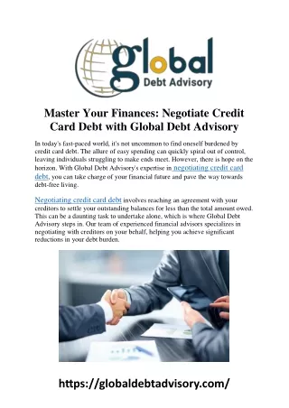 Master Your Finances: Negotiate Credit Card Debt with Global Debt Advisory