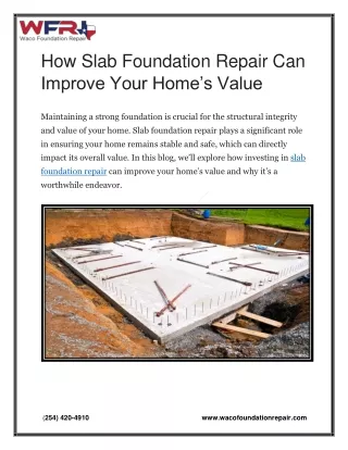 How Slab Foundation Repair Can Improve Your Home’s Value