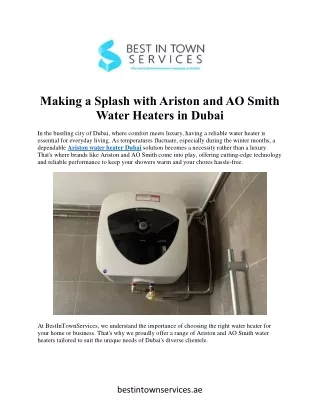 Making a Splash with Ariston and AO Smith  Water Heaters in Dubai
