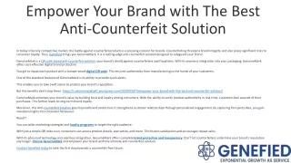 Empower Your Brand with The Best Anti-Counterfeit Solution