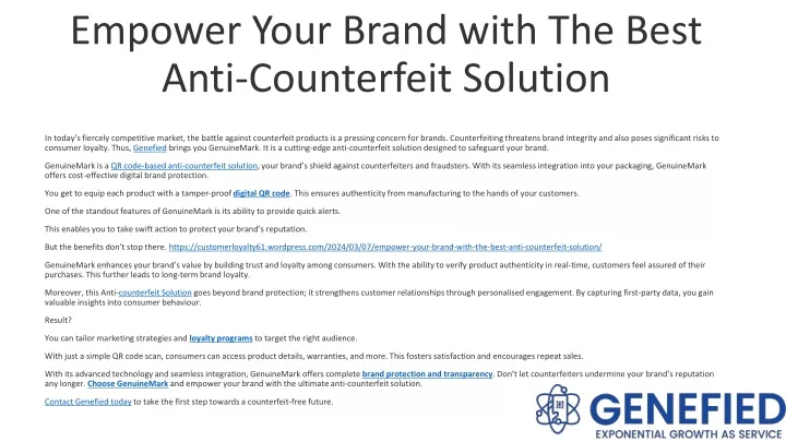 empower your brand with the best anti counterfeit solution