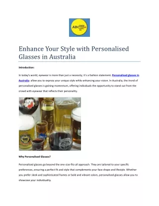 Enhance Your Style with Personalised Glasses in Australia
