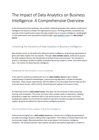 the impact of data analytics on business