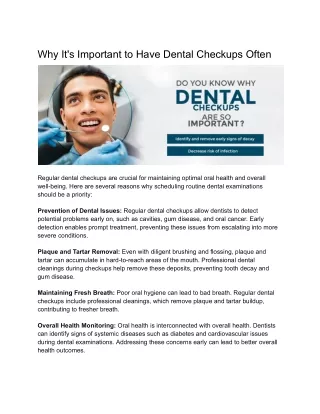 Why It's Important to Have Dental Checkups Often