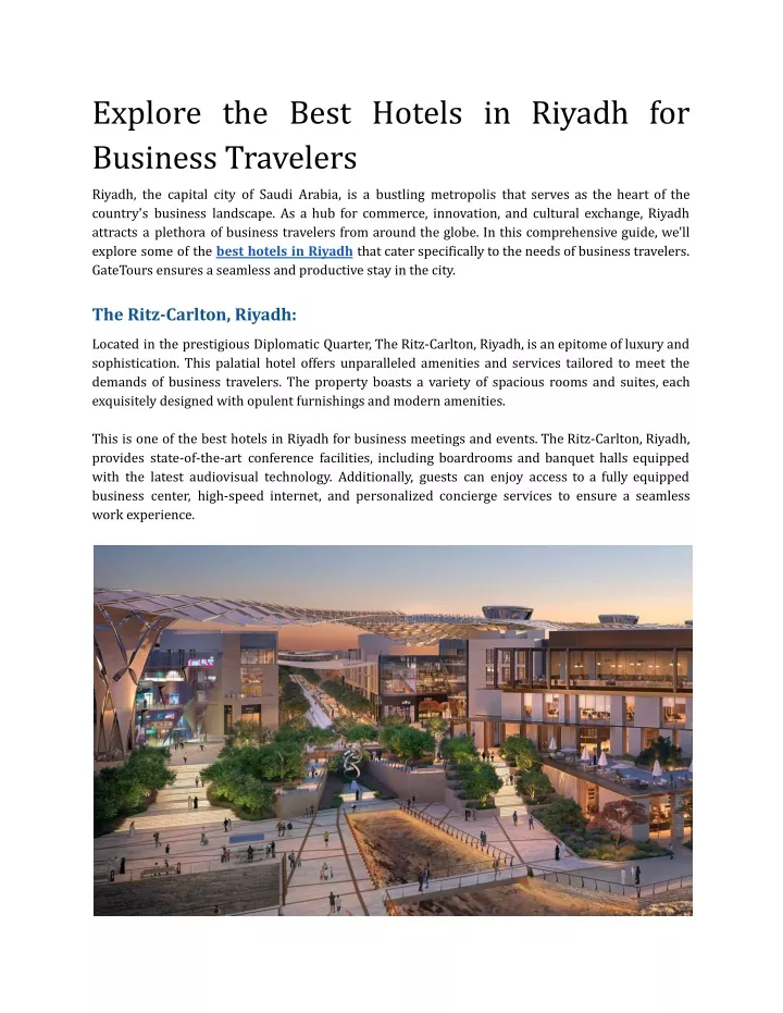 explore the best hotels in riyadh for business