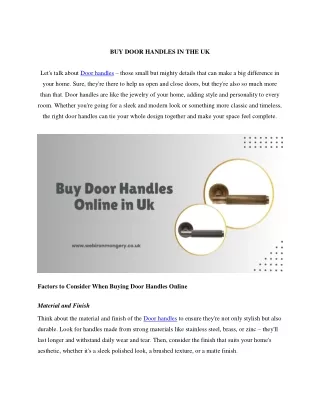Buy Door Handles Online in UK