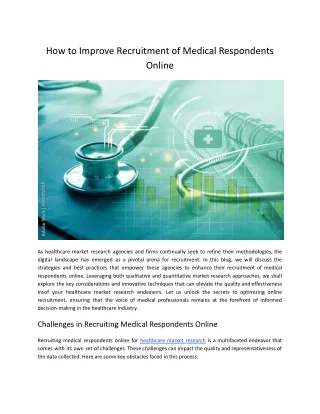 How to Improve Recruitment of Medical Respondents Online