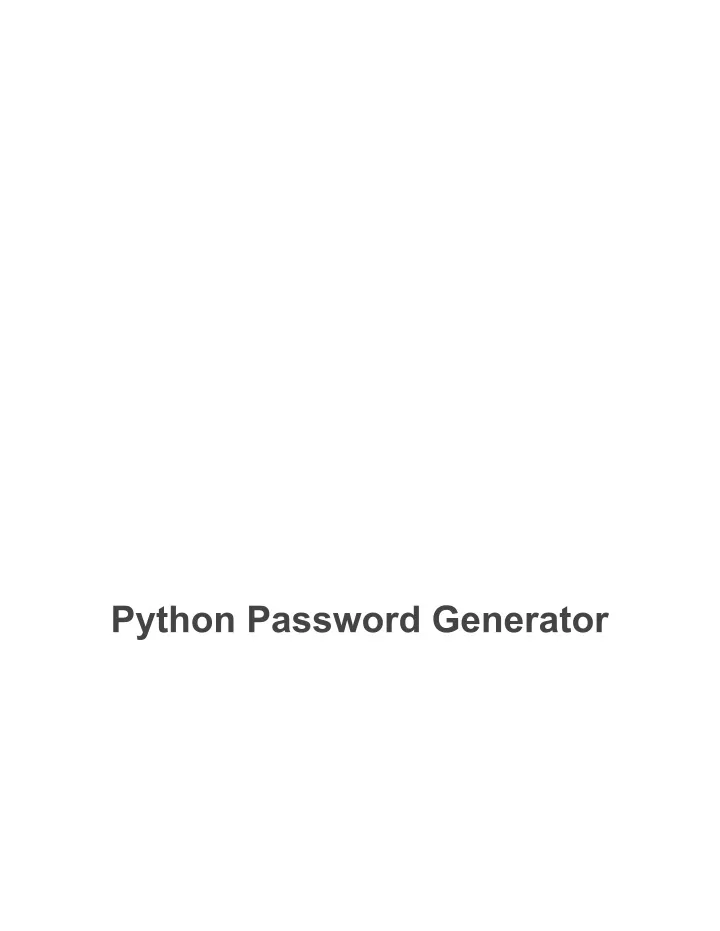 python password generator