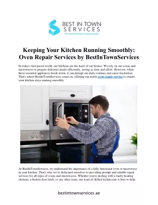 Keeping Your Kitchen Running Smoothly:  Oven Repair Services by BestInTownServic