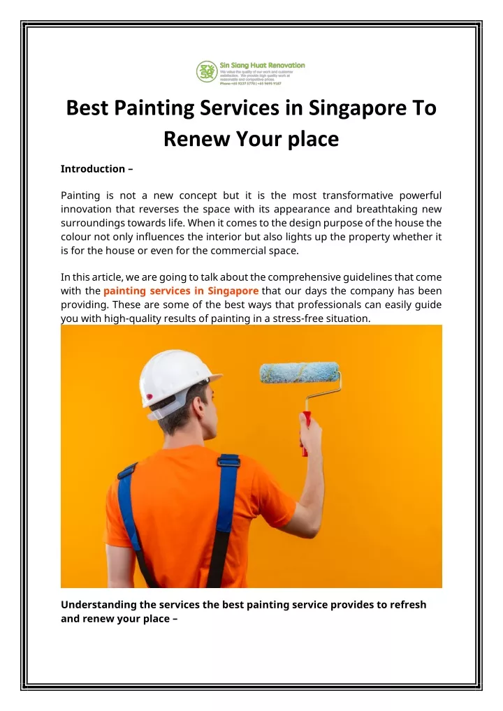 best painting services in singapore to renew your