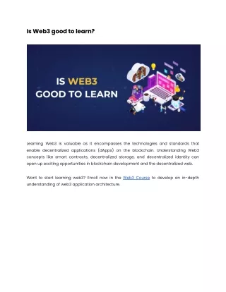 Is Web3 good to learn_