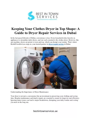 Keeping Your Clothes Dryer in Top Shape: A  Guide to Dryer Repair Services in Du