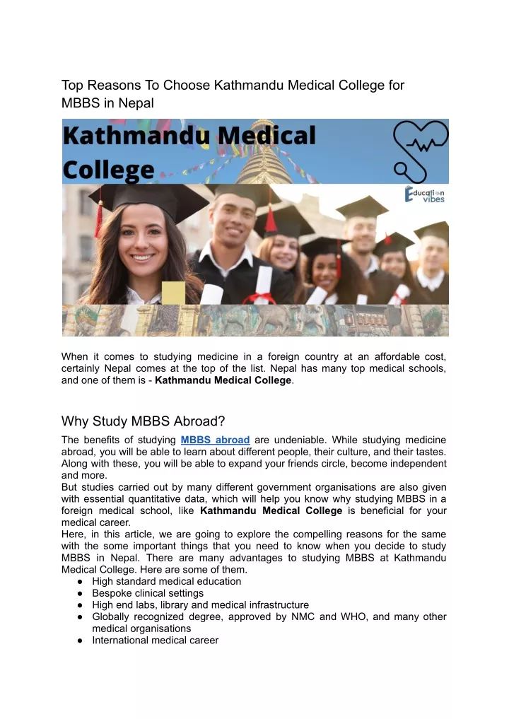 top reasons to choose kathmandu medical college