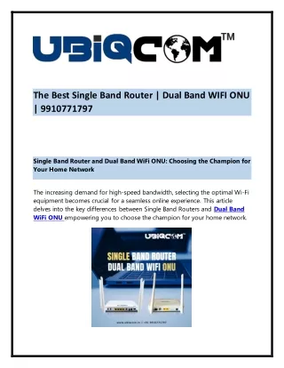 Single Band Router | Dual band wifi Onu