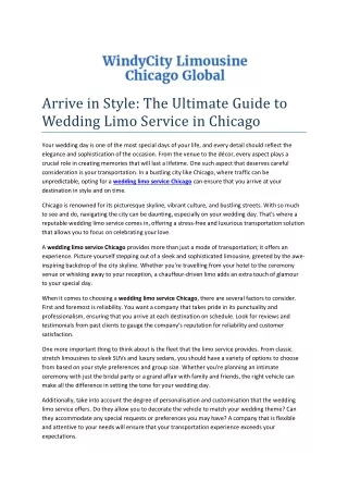 Arrive in Style: The Ultimate Guide to Wedding Limo Service in Chicago
