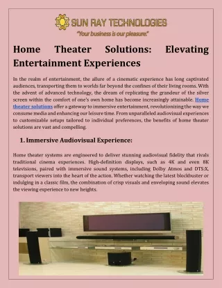 Home Theater Solutions Elevating Entertainment Experiences