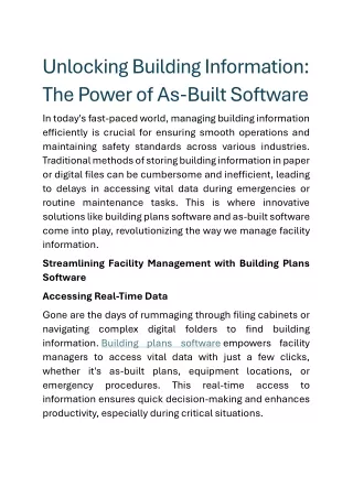 Unlocking Building Information: The Power of As-Built Software