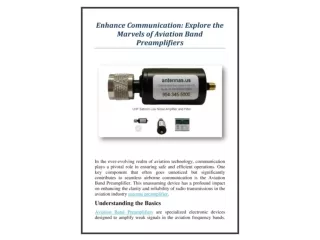 Enhance Communication Explore the Marvels of Aviation Band Preamplifiers