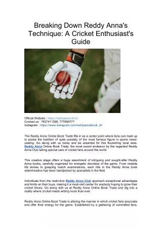 breaking down reddy anna s technique a cricket