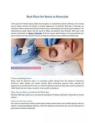 Best Place for Botox in Riverside