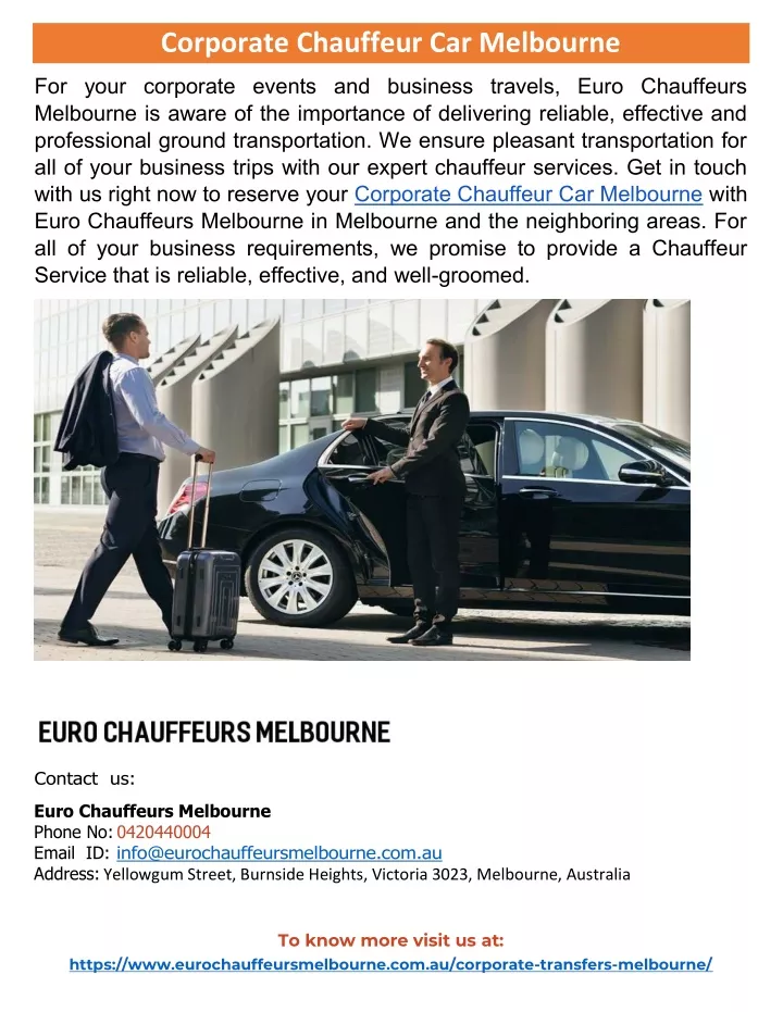 corporate chauffeur car melbourne