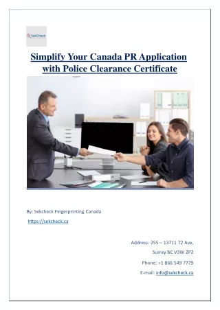Simplify Your Canada PR Application with Police Clearance Certificate