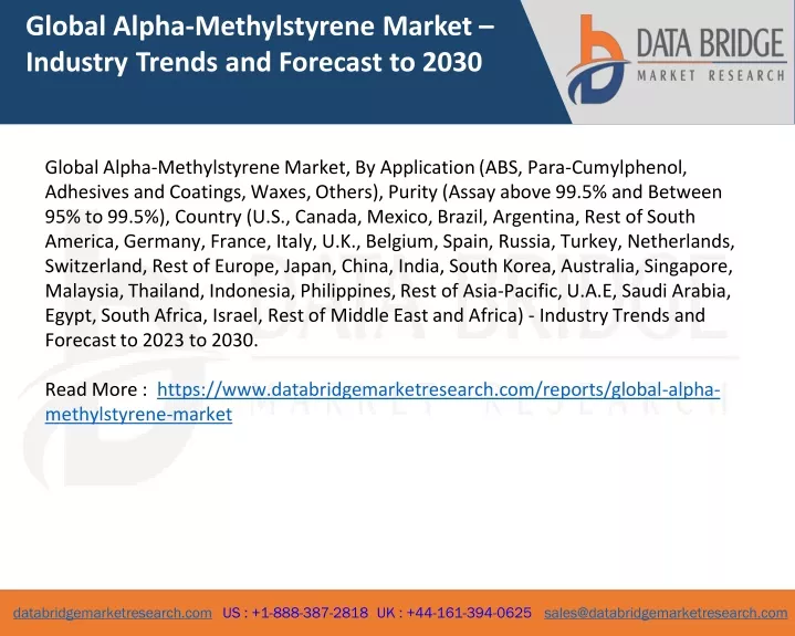 global alpha methylstyrene market industry trends