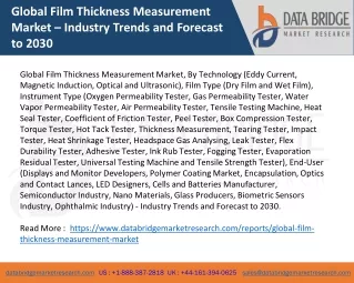 Global Film Thickness Measurement Market – Industry Trends and Forecast to 2030