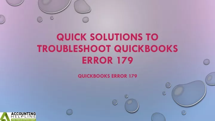 quick solutions to troubleshoot quickbooks error 179