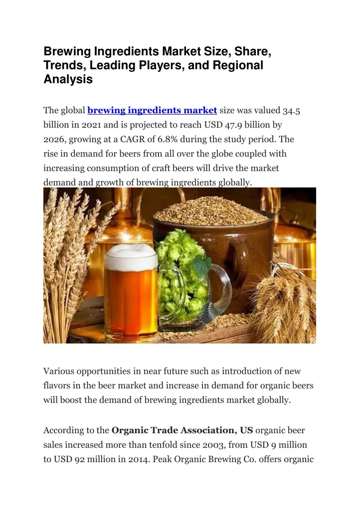 brewing ingredients market size share trends