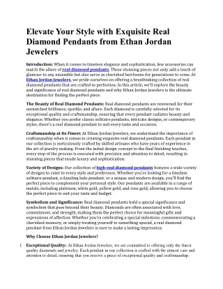Real diamond pendants - Ethan Jordan Jewelers