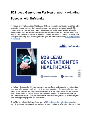 B2B Lead Generation For Healthcare_ Navigating Success with IInfotanks