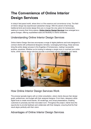 The Convenience of Online Interior Design Services