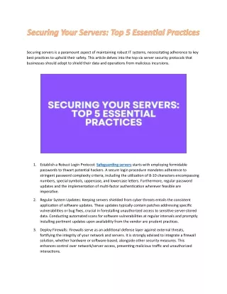 Securing Your Servers Top 5 Essential Practices