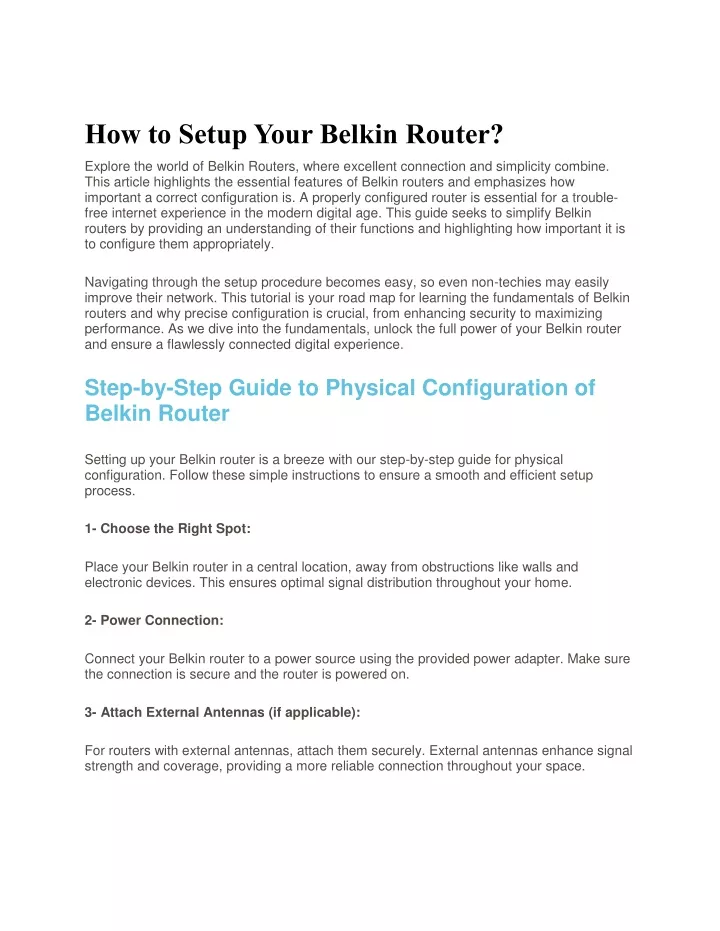 how to setup your belkin router