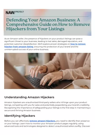Defending Your Amazon Business A Comprehensive Guide on How to Remove Hijackers from Your Listings