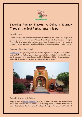 Savoring Punjabi Flavors: A Culinary Journey Through the Best Restaurants in Jai