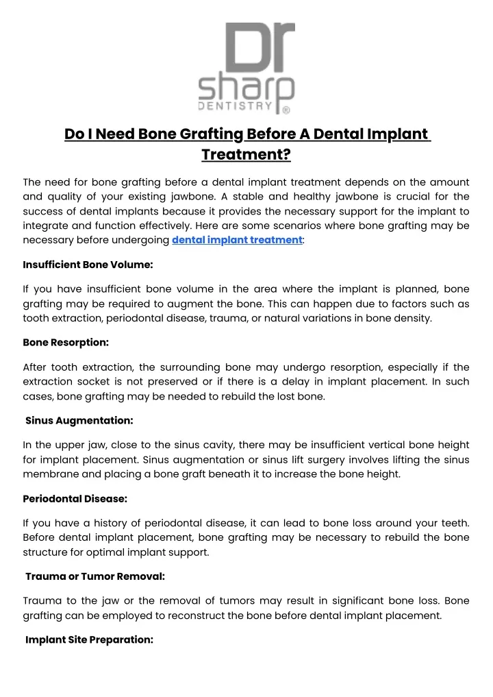 do i need bone grafting before a dental implant