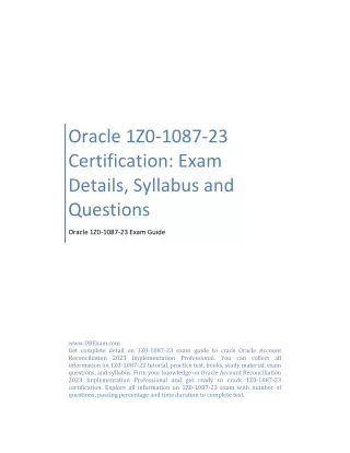 Oracle 1Z0-1087-23 Certification: Exam Details, Syllabus and Questions