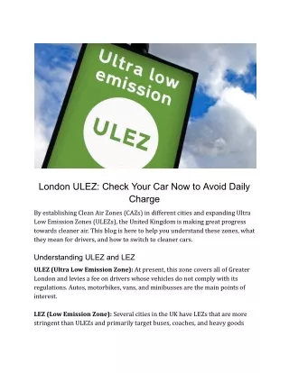 London ULEZ_ Check Your Car Now to Avoid Daily Charge