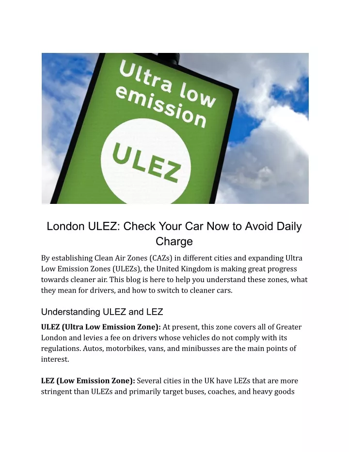 london ulez check your car now to avoid daily