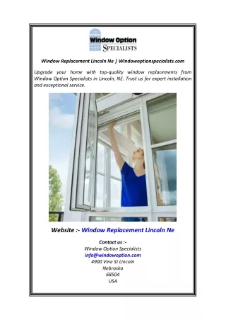 Window Replacement Lincoln Ne Windowoptionspecialists.com